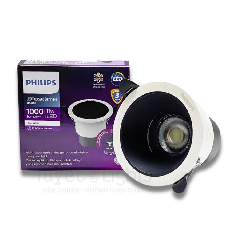 Âm Trần Philips RS280 Choá Đen CRI 90 | 11W (Φ75)
